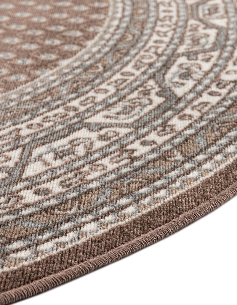 Soho Elegance Collection Area Rug - Mercer (Brown) Round Brown lifestyle 28