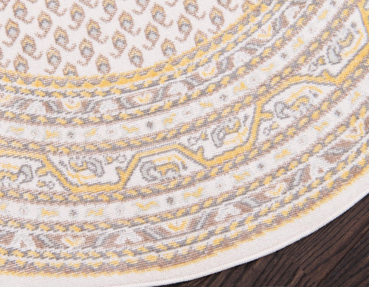 Soho Elegance Collection Area Rug - Mercer (Beige) Round Beige lifestyle 29