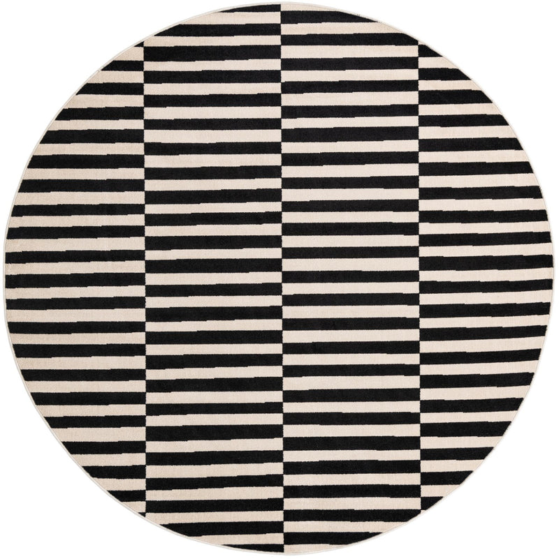 Soho Elegance Collection Area Rug - Hudson (Black) Round Black lifestyle 17