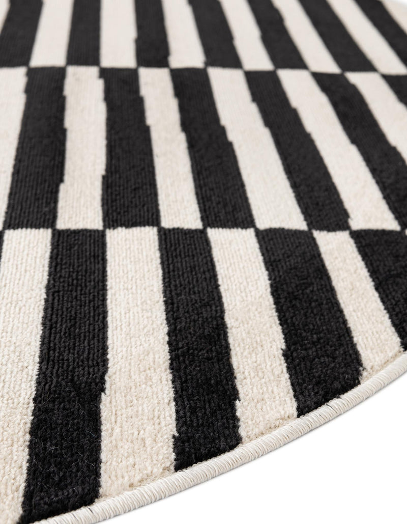 Soho Elegance Collection Area Rug - Hudson (Black) Round Black lifestyle 43