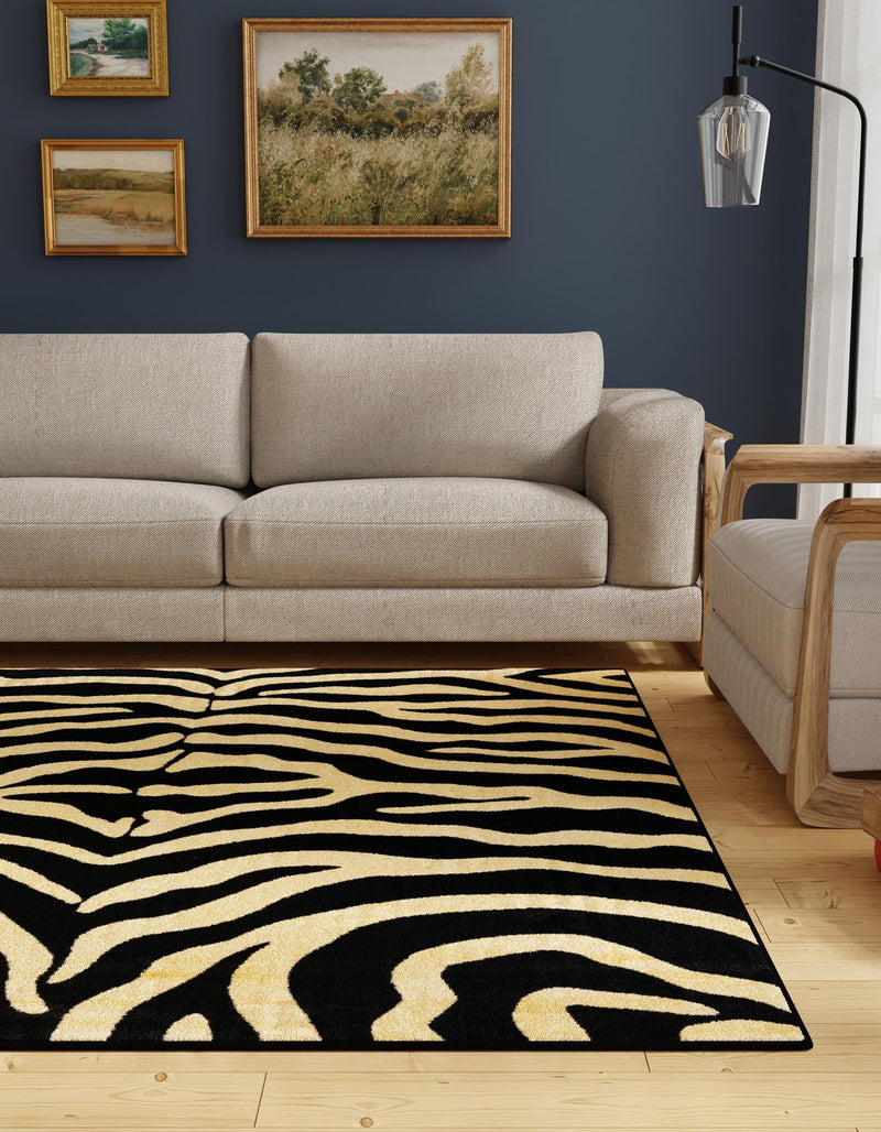 Savannah Sojourn Collection Area Rug - Kilimanjaro Square Black lifestyle 46
