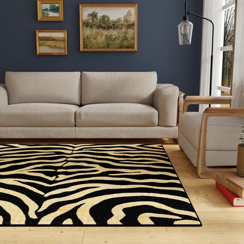 Savannah Sojourn Collection Area Rug - Kilimanjaro Square Black lifestyle 107