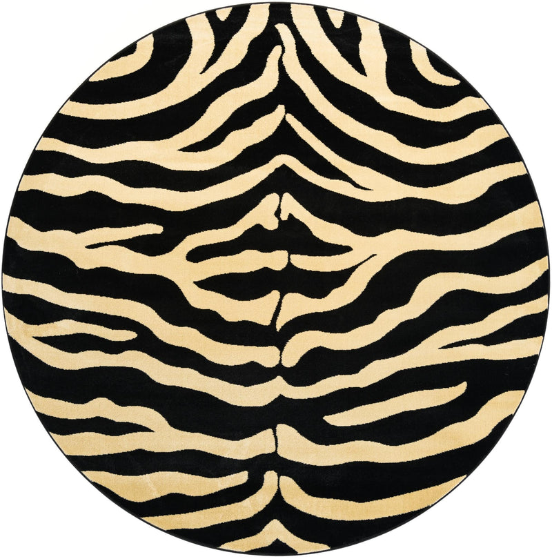 Savannah Sojourn Collection Area Rug - Kilimanjaro Round Black lifestyle 33