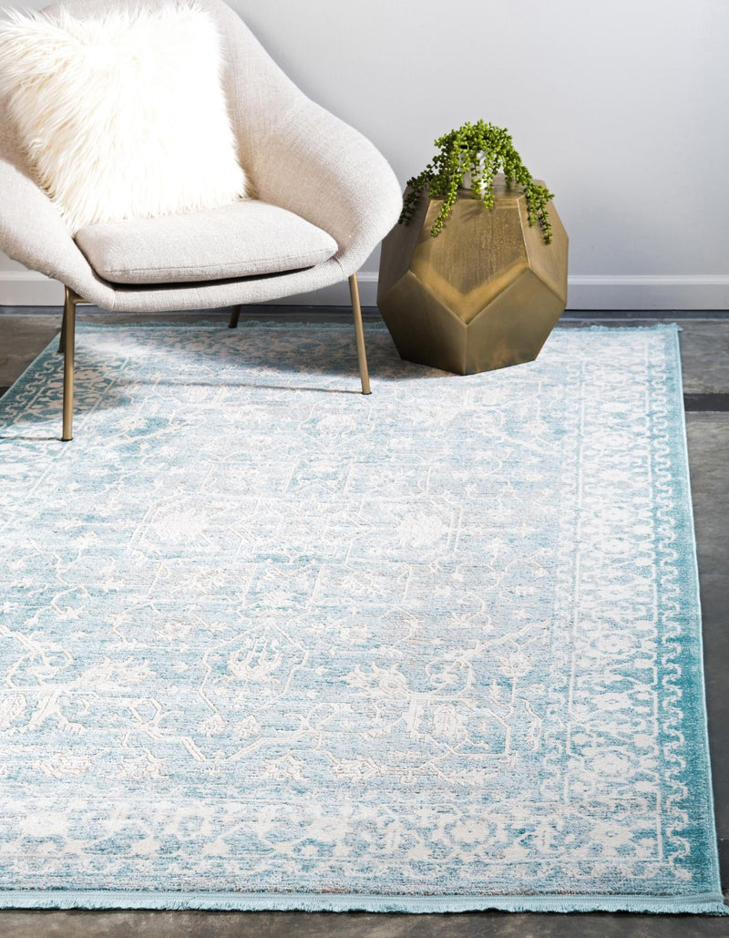 Rustic Charm Revival Collection Area Rug - Farmstead Rectangle Light Blue lifestyle 4