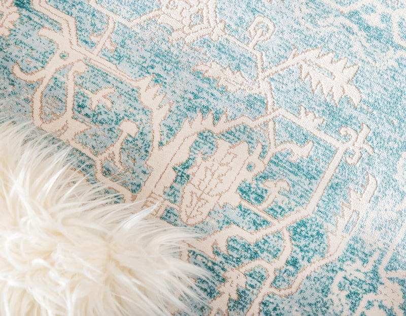 Rustic Charm Revival Collection Area Rug - Farmstead Rectangle Light Blue lifestyle 11
