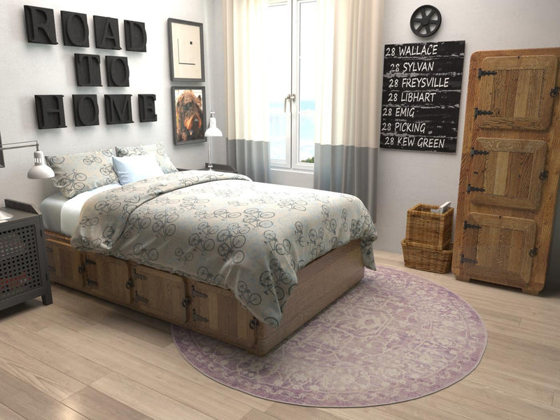 Rustic Charm Revival Collection Area Rug - Farmstead Round Purple lifestyle 70