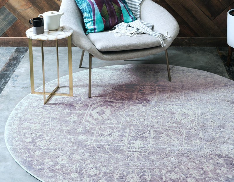 Rustic Charm Revival Collection Area Rug - Farmstead Round Purple lifestyle 61