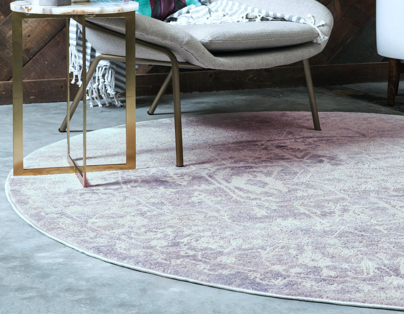 Rustic Charm Revival Collection Area Rug - Farmstead Round Purple lifestyle 79