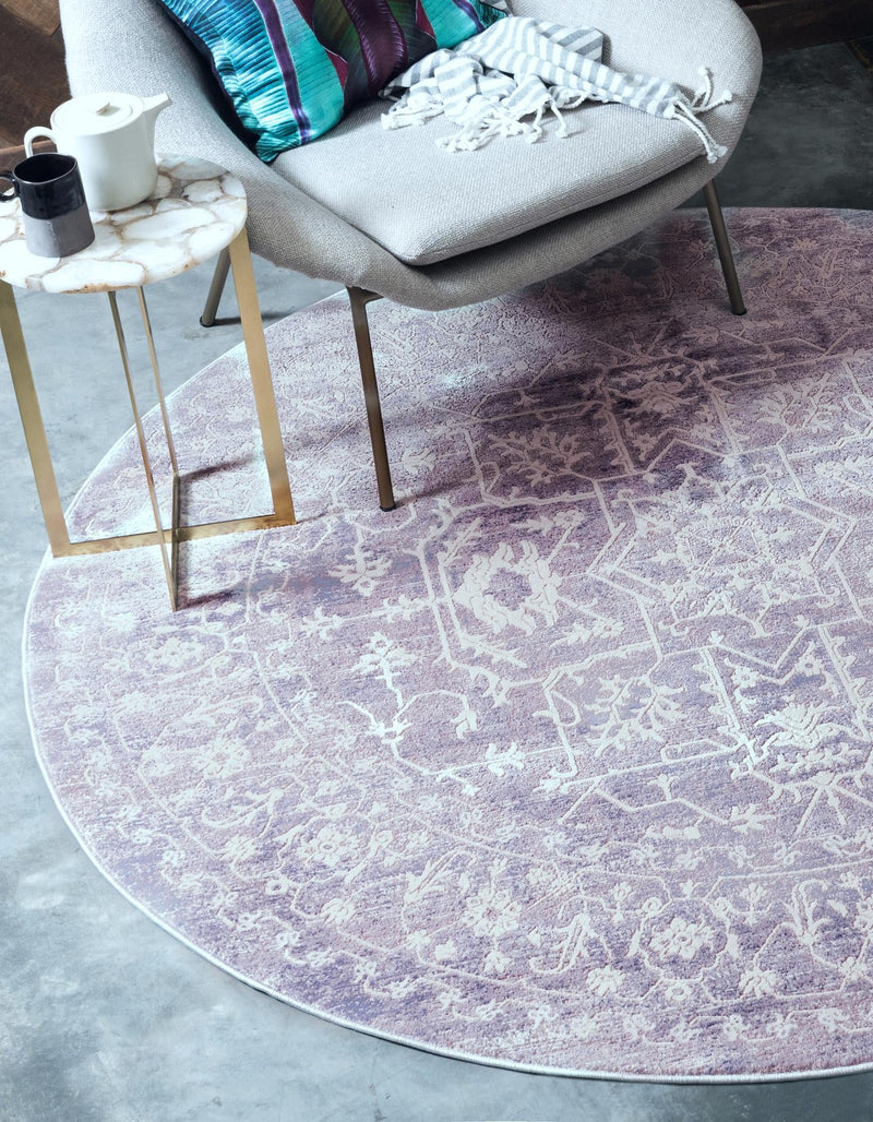 Rustic Charm Revival Collection Area Rug - Farmstead Round Purple lifestyle 92