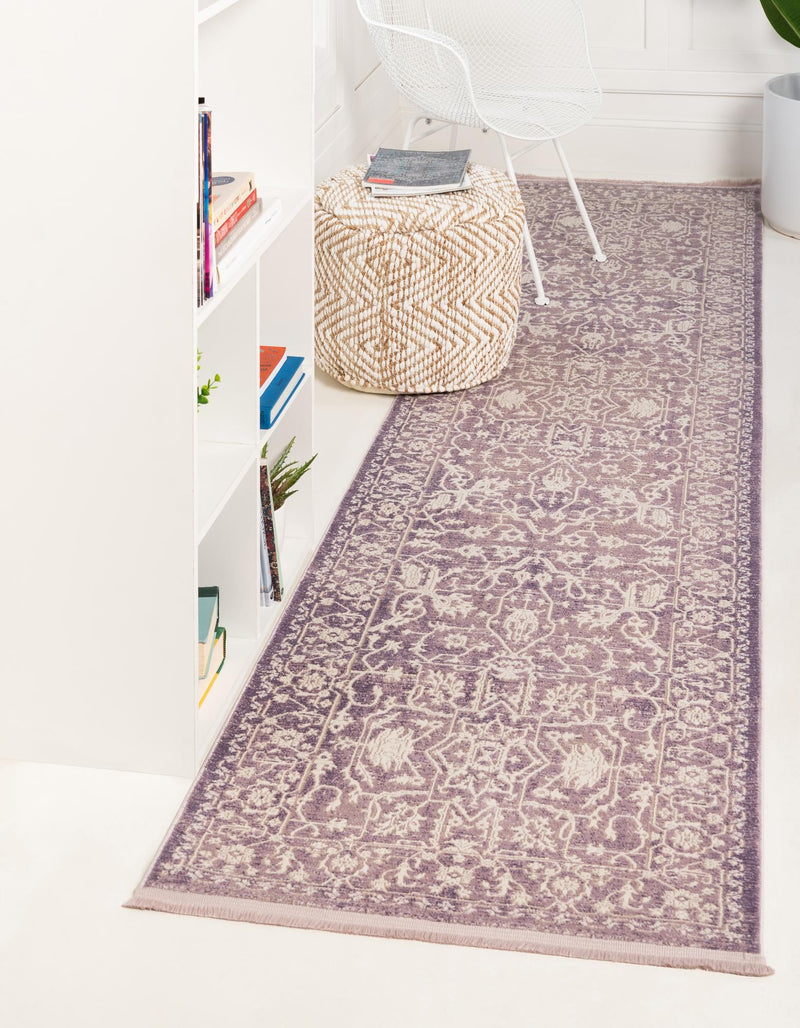 Rustic Charm Revival Collection Area Rug - Farmstead Runner Purple lifestyle 62