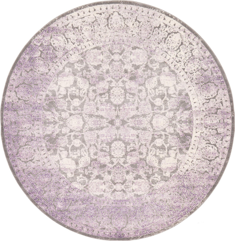 Rustic Charm Revival Collection Area Rug - Pastoral Round Lilac lifestyle 19