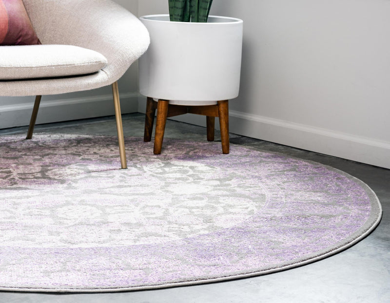 Rustic Charm Revival Collection Area Rug - Pastoral Round Lilac lifestyle 33