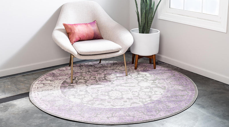 Rustic Charm Revival Collection Area Rug - Pastoral Round Lilac lifestyle 37