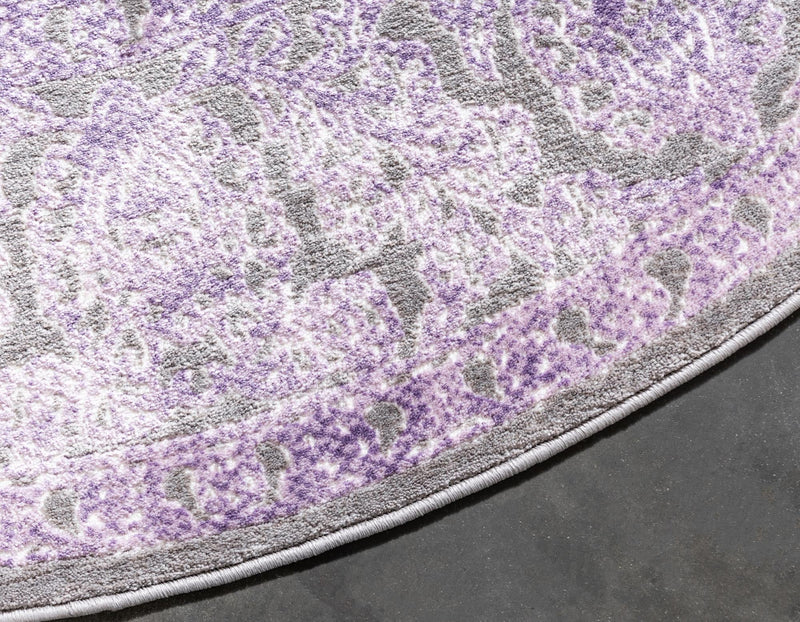 Rustic Charm Revival Collection Area Rug - Pastoral Round Lilac lifestyle 56