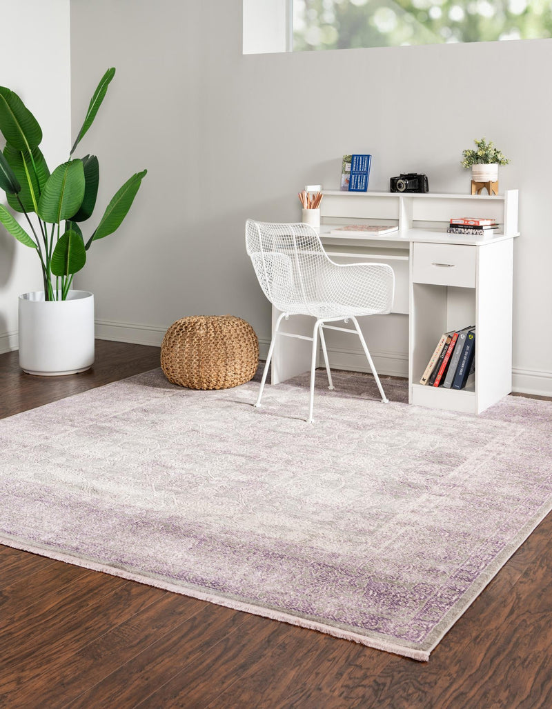 Rustic Charm Revival Collection Area Rug - Pastoral Square Lilac lifestyle 34