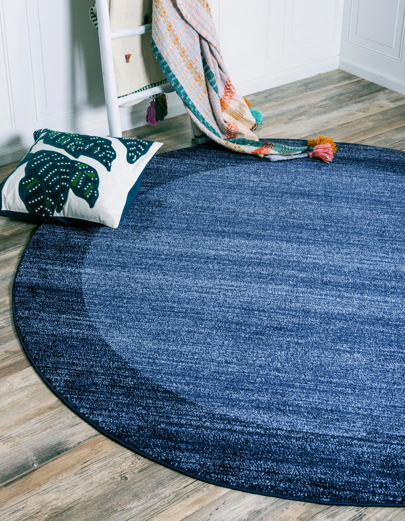 Studio Haven Collection Area Rug - Conservatory (Navy Blue) Round Navy Blue lifestyle 20