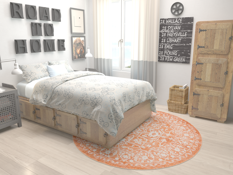 Rustic Charm Revival Collection Area Rug - Farmstead Round Terracotta lifestyle 71
