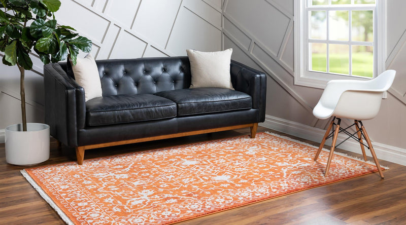 Rustic Charm Revival Collection Area Rug - Farmstead Rectangle Terracotta lifestyle 12