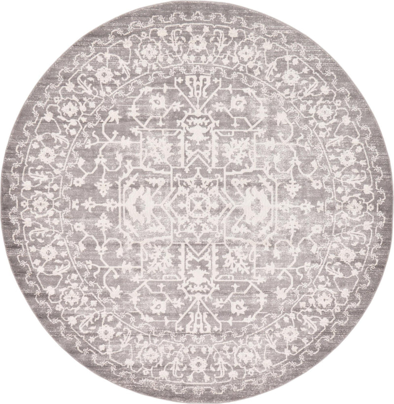 Rustic Charm Revival Collection Area Rug - Farmstead Round Light Gray lifestyle 21