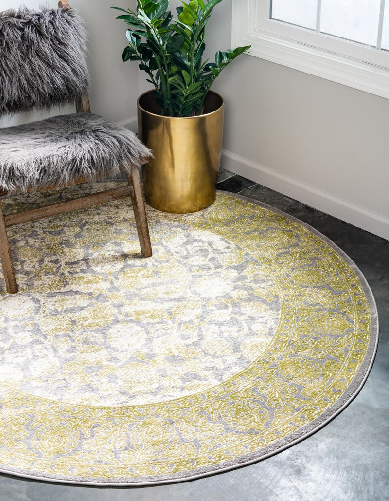 Rustic Charm Revival Collection Area Rug - Pastoral Round Light Green lifestyle 28