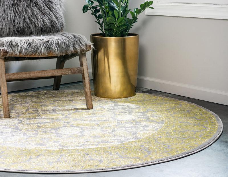 Rustic Charm Revival Collection Area Rug - Pastoral Round Light Green lifestyle 35