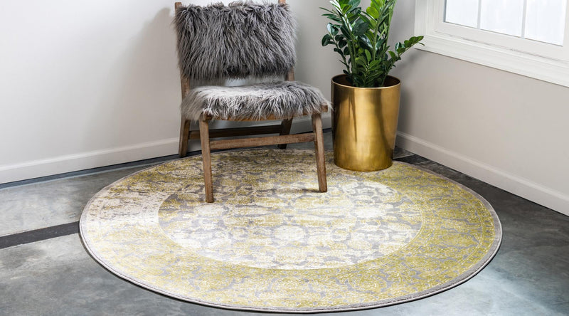 Rustic Charm Revival Collection Area Rug - Pastoral Round Light Green lifestyle 38