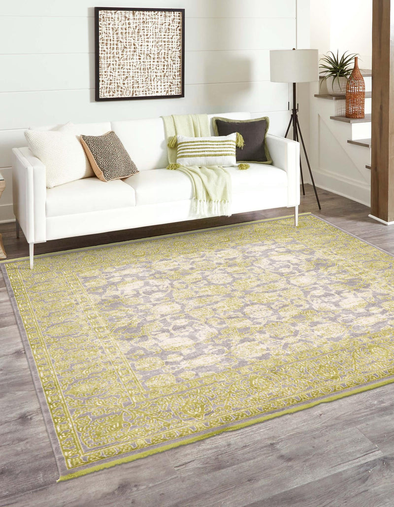 Rustic Charm Revival Collection Area Rug - Pastoral Square Light Green lifestyle 50