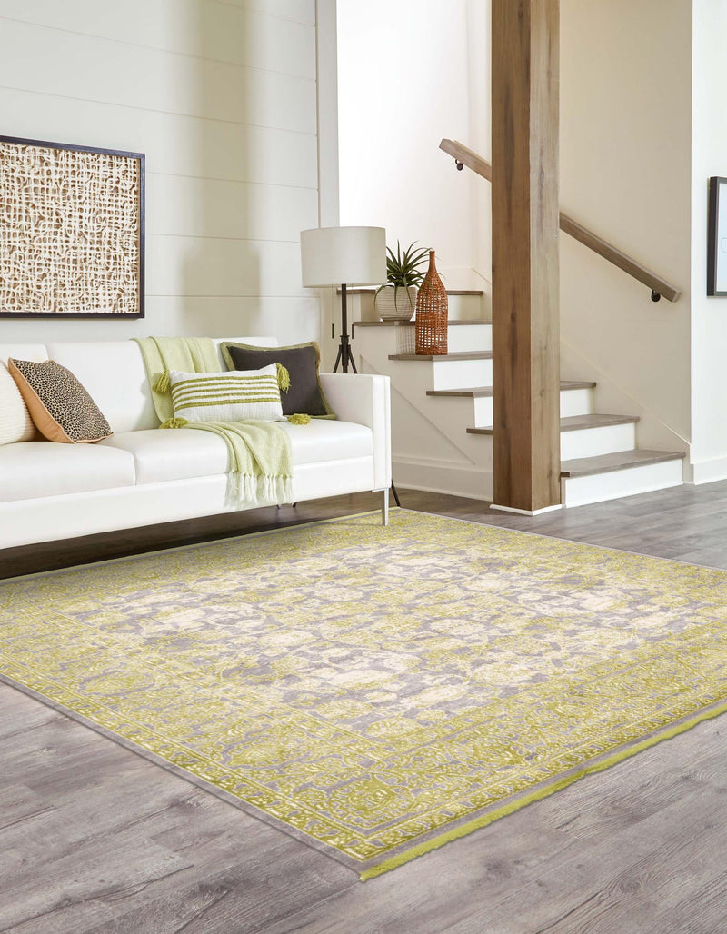 Rustic Charm Revival Collection Area Rug - Pastoral Square Light Green lifestyle 63
