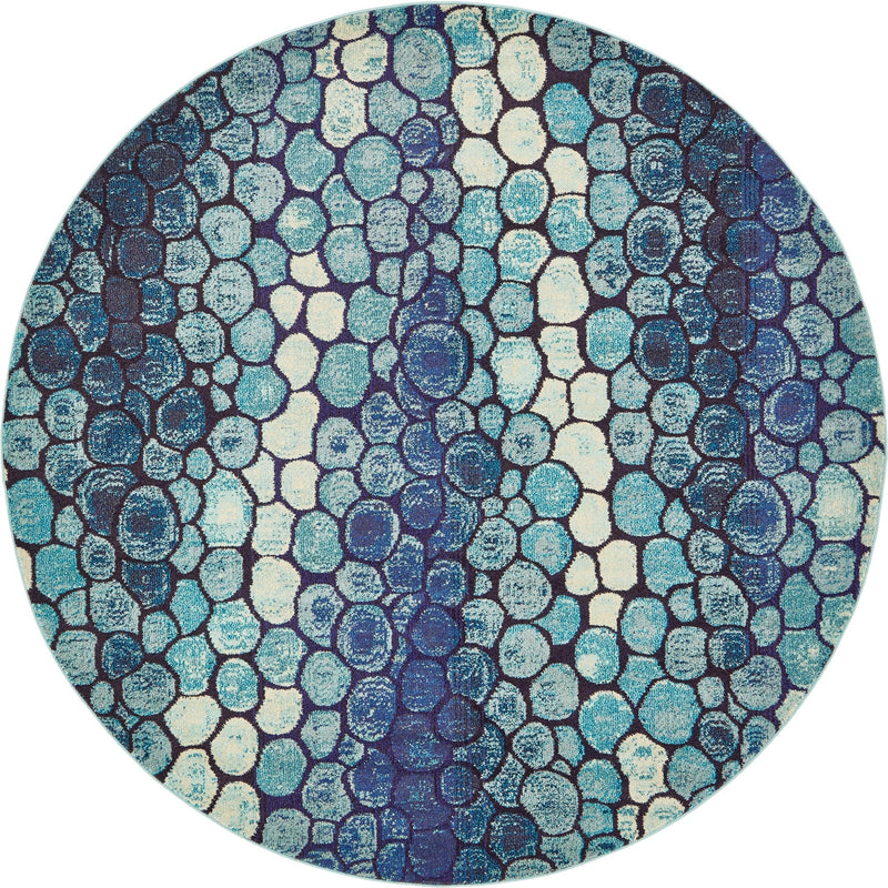 Marrakesh Elegance Collection Area Rug - Selouane Round Blue lifestyle 12