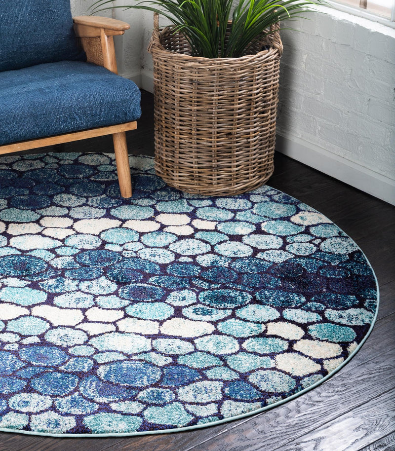 Marrakesh Elegance Collection Area Rug - Selouane Round Blue lifestyle 14