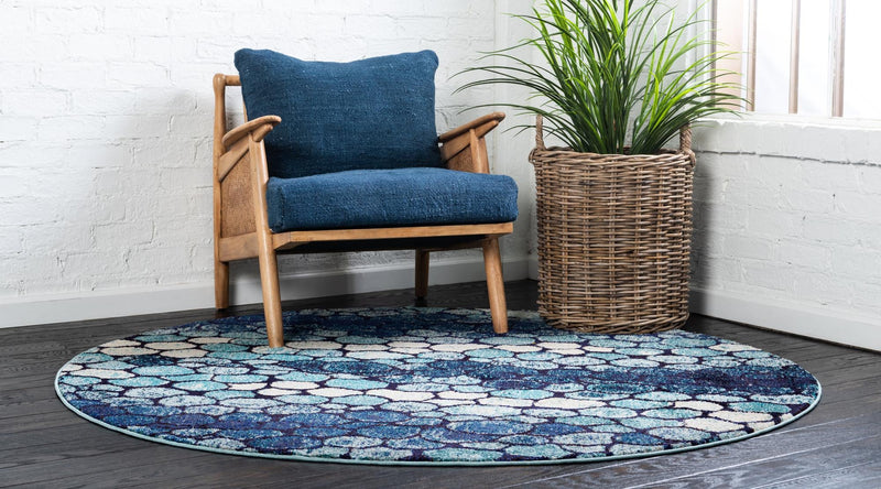 Marrakesh Elegance Collection Area Rug - Selouane Round Blue lifestyle 16