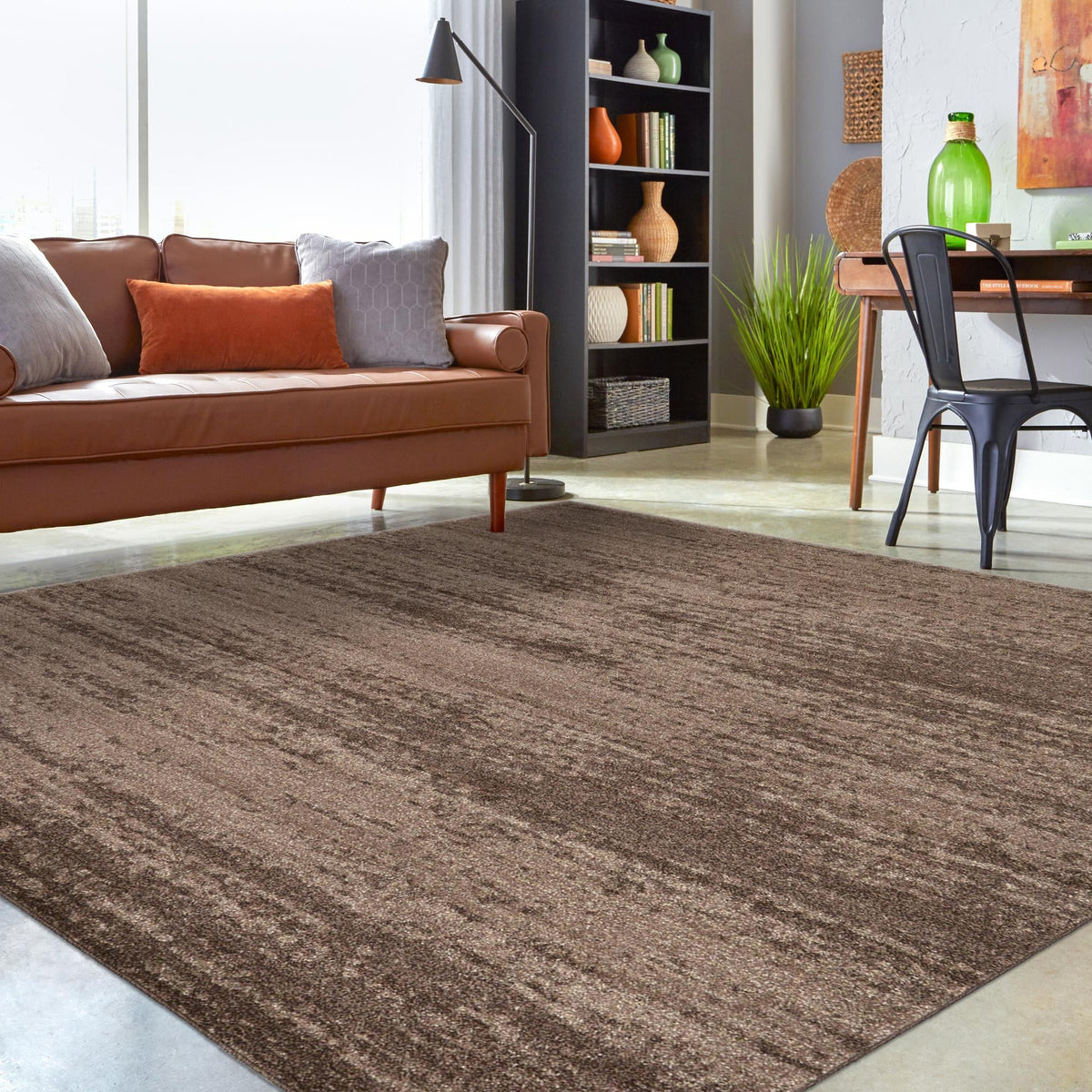 Studio Haven Collection Area Rug - Gallery (Brown) Square Brown lifestyle 66