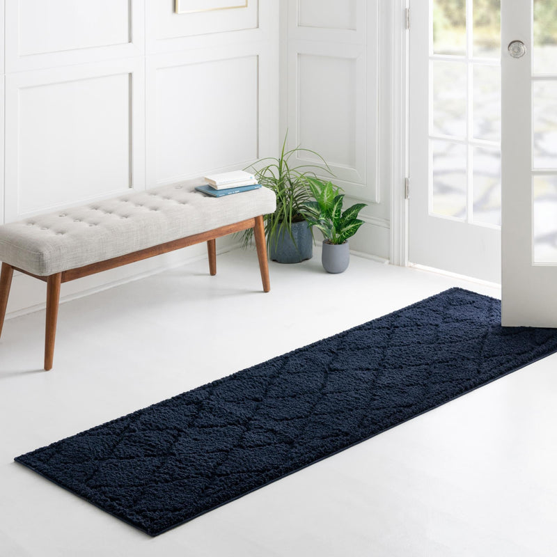 Trellis Haven Collection Area Rug - Havenwood Runner Navy Blue lifestyle 128