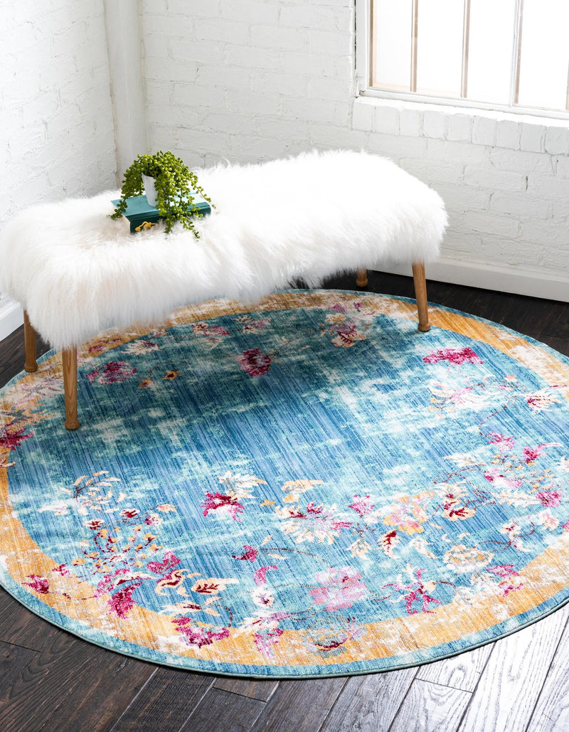 Lagoon Luxe Collection Area Rug - Dockside Round Blue lifestyle 16