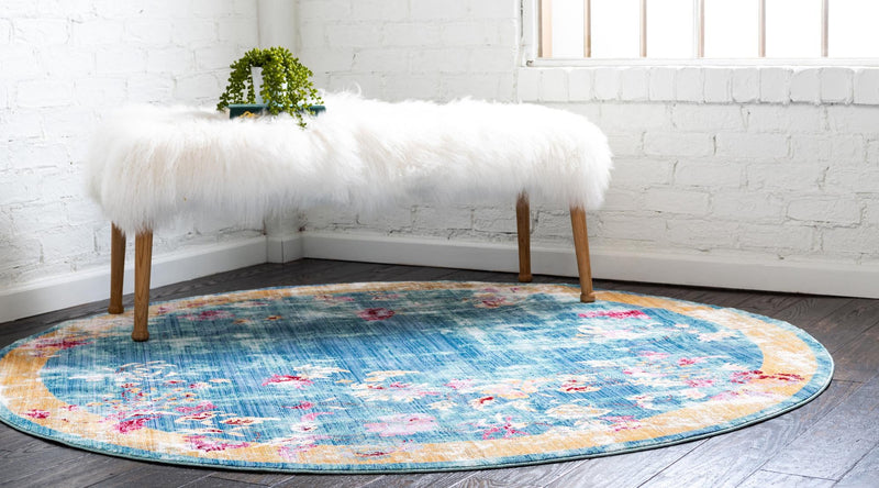 Lagoon Luxe Collection Area Rug - Dockside Round Blue lifestyle 19