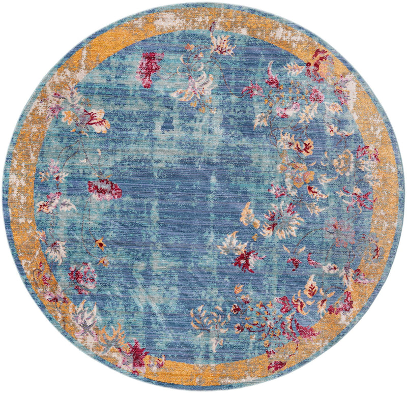 Lagoon Luxe Collection Area Rug - Dockside Round Blue lifestyle 13