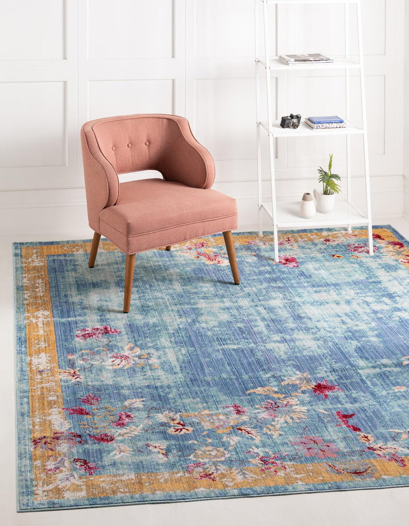 Lagoon Luxe Collection Area Rug - Dockside Square Blue lifestyle 18