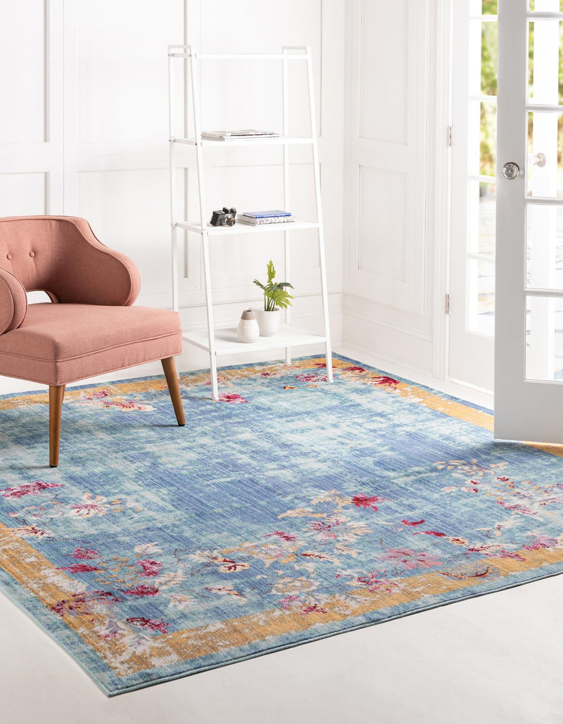 Lagoon Luxe Collection Area Rug - Dockside Square Blue lifestyle 21