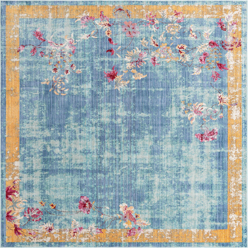 Lagoon Luxe Collection Area Rug - Dockside Square Blue lifestyle 15