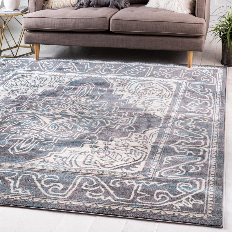Serenade Oasis Collection Area Rug - Utopia Square Gray lifestyle 40