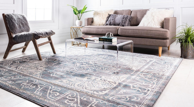 Serenade Oasis Collection Area Rug - Utopia Square Gray lifestyle 52