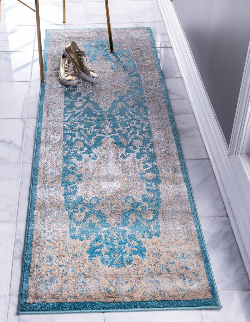 Serenade Oasis Collection Area Rug - Serenity Runner Teal lifestyle 10