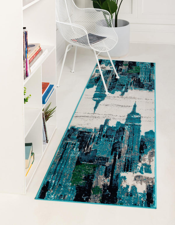 Urban Oasis Collection Area Rug - Crownheights Runner Turquoise lifestyle 7