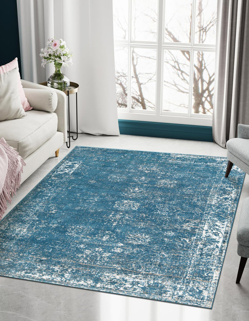 Riviera Elegance Collection Area Rug - Antibes (Blue) Rectangle Blue lifestyle 0