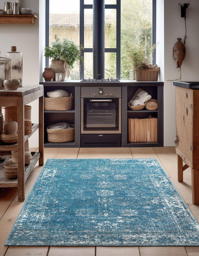 Riviera Elegance Collection Area Rug - Antibes (Blue) Rectangle Blue lifestyle 13