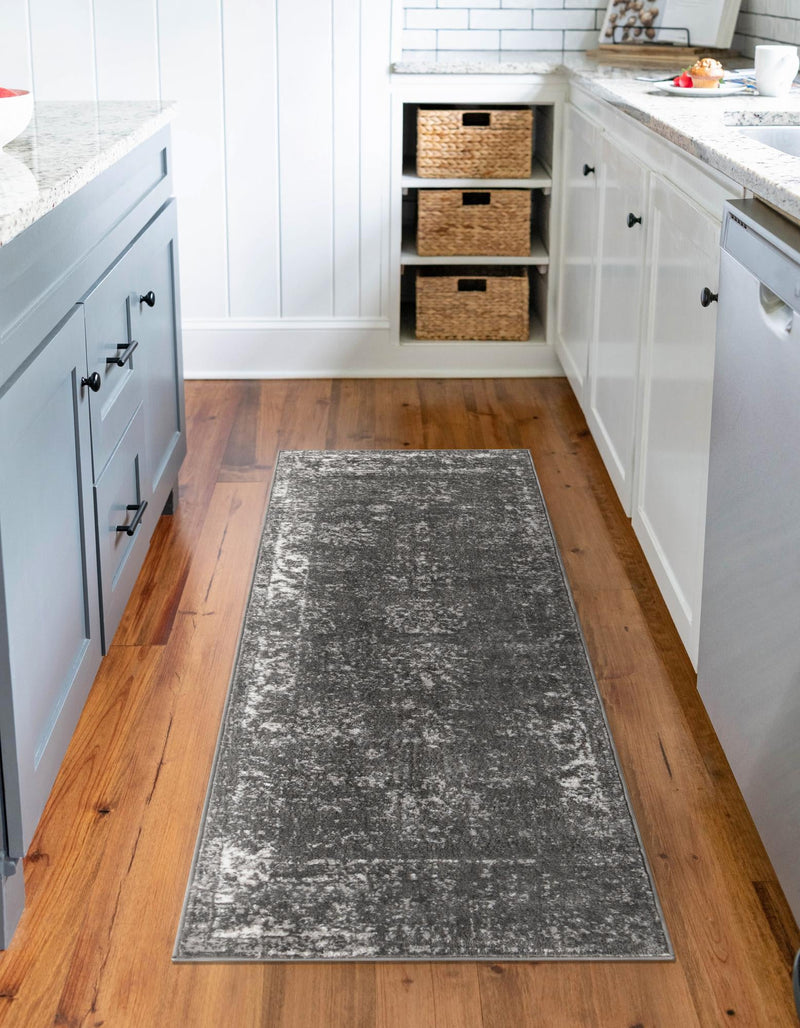 Riviera Elegance Collection Area Rug - Antibes (Dark Gray) Runner Dark Gray lifestyle 3