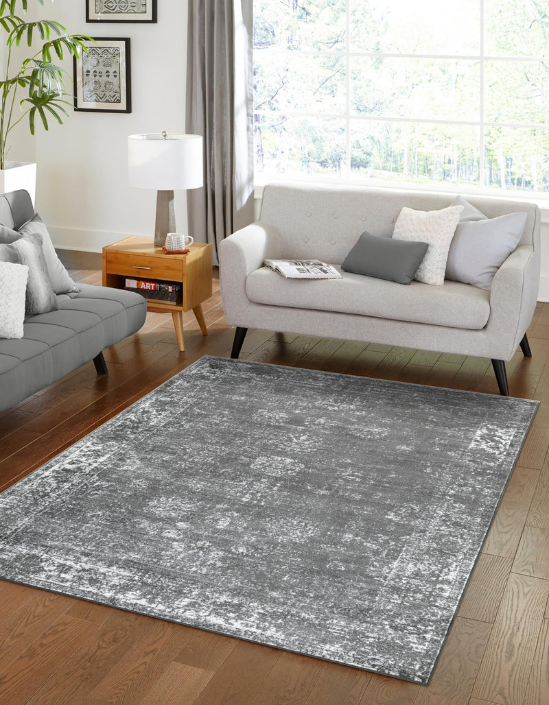 Riviera Elegance Collection Area Rug - Antibes (Dark Gray) Rectangle Dark Gray lifestyle 22