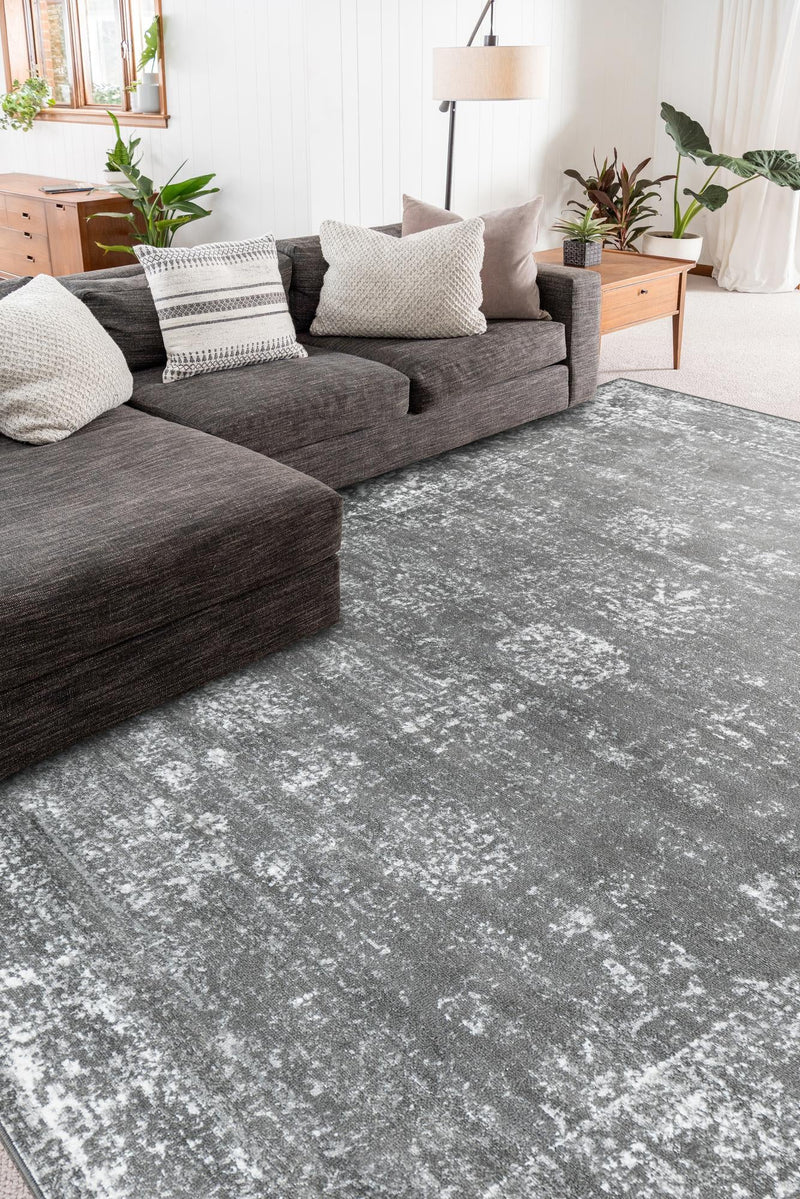 Riviera Elegance Collection Area Rug - Antibes (Dark Gray) Rectangle Dark Gray lifestyle 28