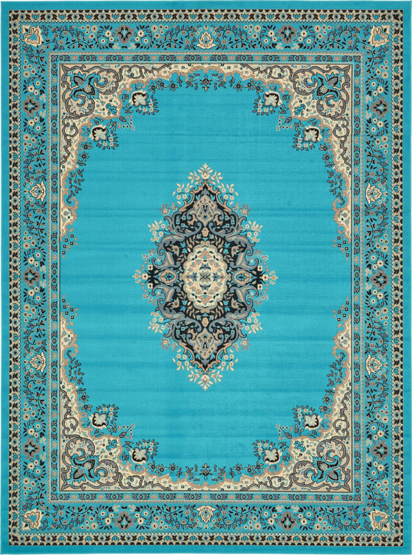 Tabriz Tapestry Collection Area Rug - Azerbaijan (Turquoise) Rectangle Turquoise Main