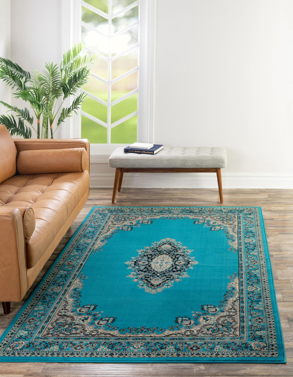 Tabriz Tapestry Collection Area Rug - Azerbaijan (Turquoise) Rectangle Turquoise lifestyle 2